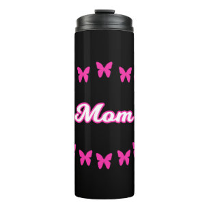 Termo Mamá con mariposas rosadas lindas