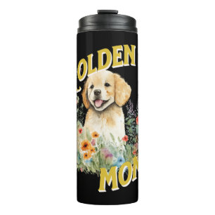Termo Mamá de oro. Diseño de Golden Retriever