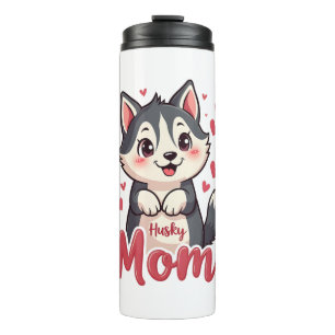 Termo Mamá de perro Husky diseño Kawaii lindo