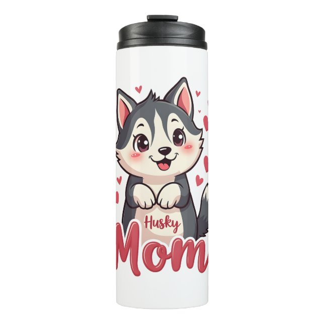 Termo Mamá de perro Husky diseño Kawaii lindo (Anverso)