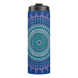 Termo Mandala azul con nombre de texto personalizado