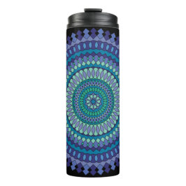 Termo Mandala azul con nombre de texto personalizado