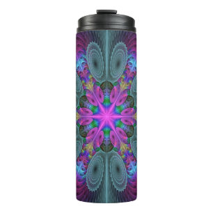 Termo Mandala Colorido Arte Fractal Espiritual Con Rosa
