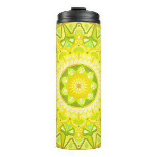 Termo Mandalá de primavera Viaje Verde Amarillo Floral B