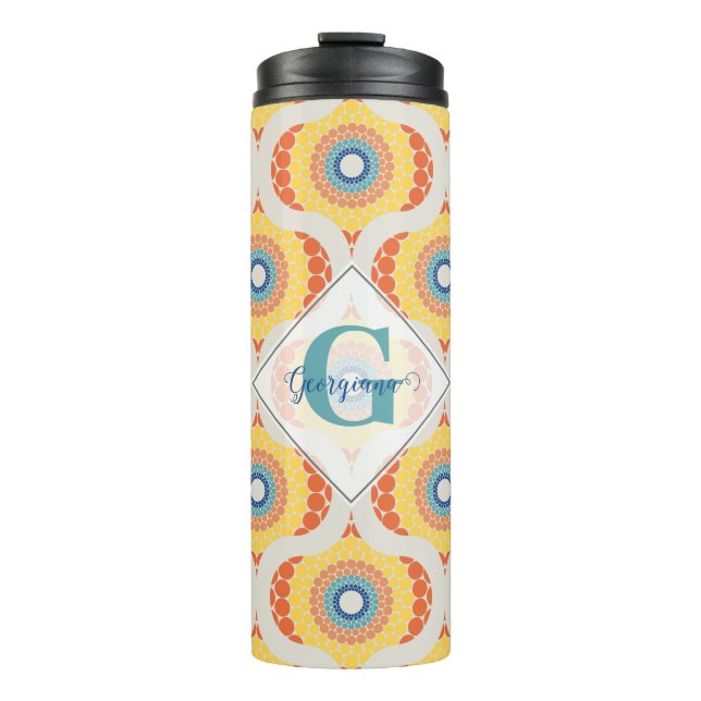 Termo Mandala de verano retro-egean personalizada (Anverso)