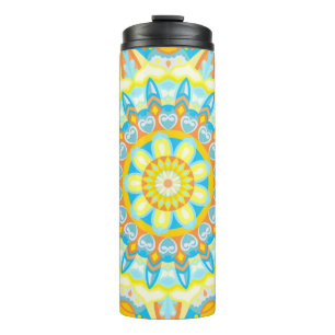 Termo Mandalá de Verano Viaje Amarillo Naranja Boho