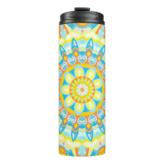 Termo Mandalá de Verano Viaje Amarillo Naranja Boho