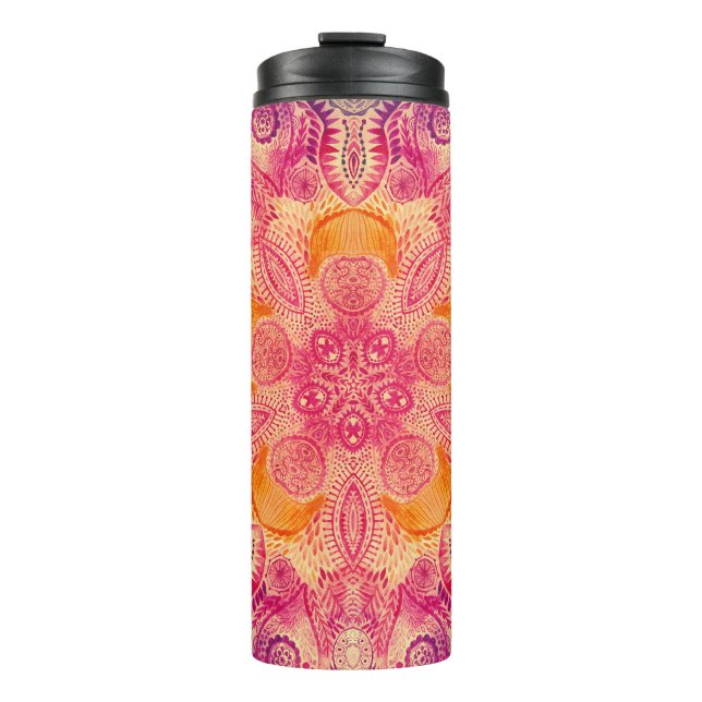 Termo Mandala: diseño de acuarela redonda (Anverso)