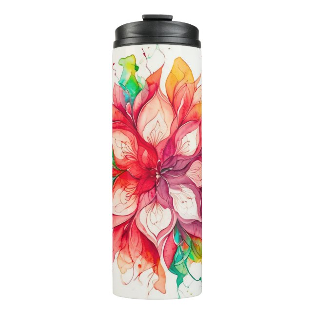 Termo Mandalá floral acuarela multicolor boho (Anverso)