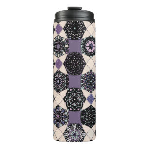 Termo Mandala floral vintage: colorida y sin mar