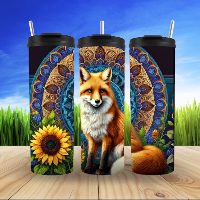 Termo Mandala Fox con detalles florales (Subido por el creador)