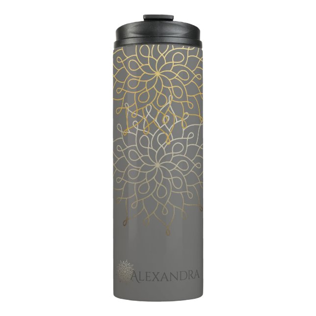 Termo Mandala Gold Gray personalizado elegante (Anverso)
