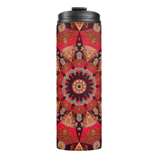 Termo Mandala lujosa sin fisuras, floral estrellada. (Anverso)