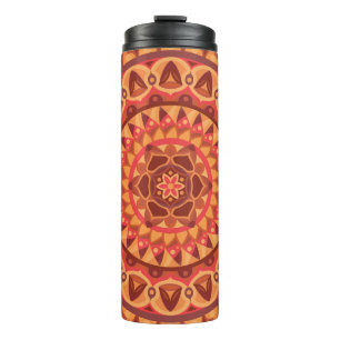 Termo Mandalá marrón geométrico terrenal boho neutral