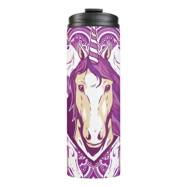 Termo Mandala morada unicornio (Anverso)