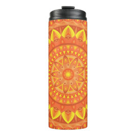 Termo Mandalá Naranja Cálido Boho Viaje Acogedor Vibrant