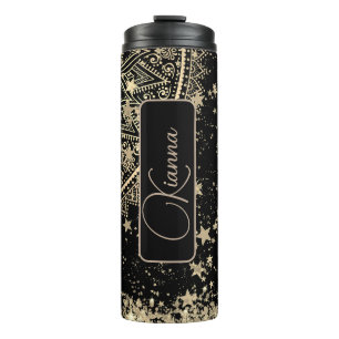 Termo Mandala personalizada con estrellas de oro