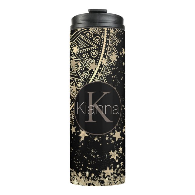 Termo Mandala personalizada con Monograma de estrellas d (Anverso)