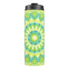 Termo Mandala Verde Patrón de Viaje Boho Inspirado en la
