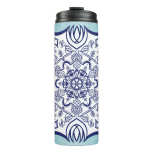 Termo Mandela Azul y Blanco Con Criaturas Tumble Termal