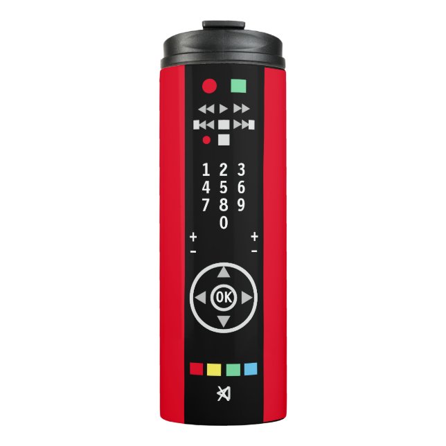 Termo Mando a distancia de TV divertido rojo negro (Anverso)