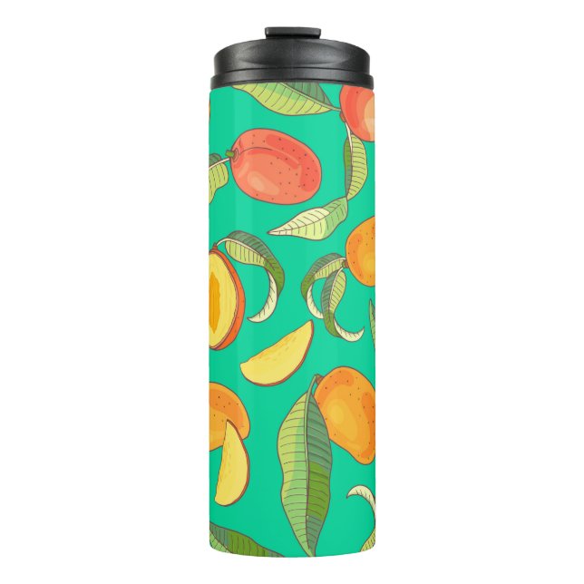 Termo Mango. Patrón sin foco con trópico amarillo y rojo (Anverso)