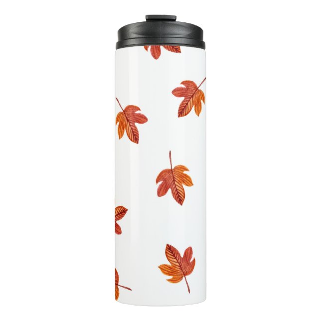 Termo Mano de acuarela de hojas de otoño dibujada (Anverso)