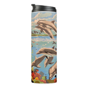 Termo Mano Pintada Por Número   Delfines lúdicos