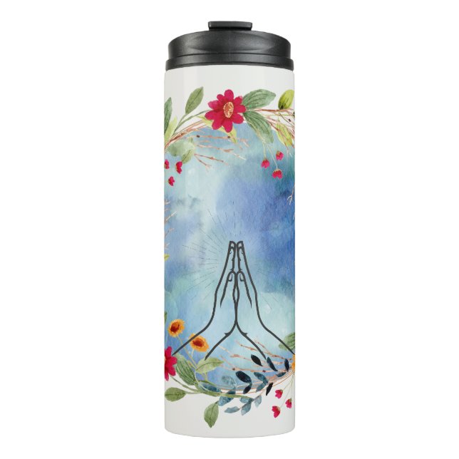 Termo Manos rezando acuarela (Anverso)