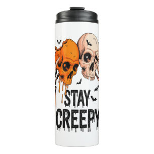 Termo Mantén PNG espeluznante, Halloween de cráneo retro
