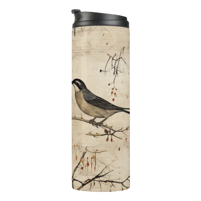 Termo Manuscrito de pájaro vintage (Rotado hacia la derecha)