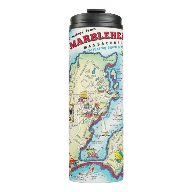 Termo Mapa callejero antiguo de Marblehead Massachusetts (Anverso)