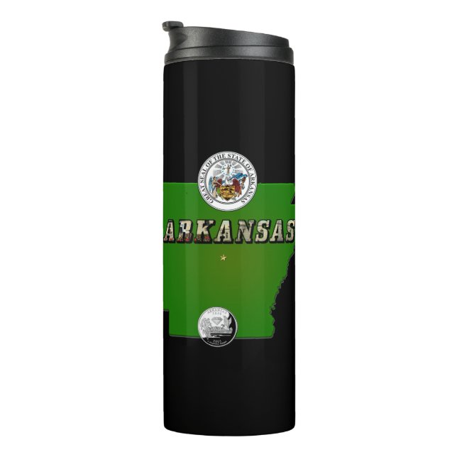 Termo Mapa de Arkansas, Sello y Moneda Estatal (Rotado hacia la derecha)