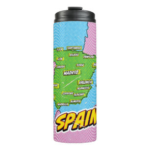 Termo Mapa de España ilustrado con arte pop