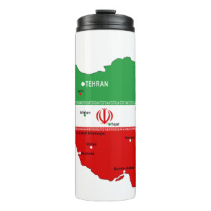Termo Mapa de Irán con bandera y emblema