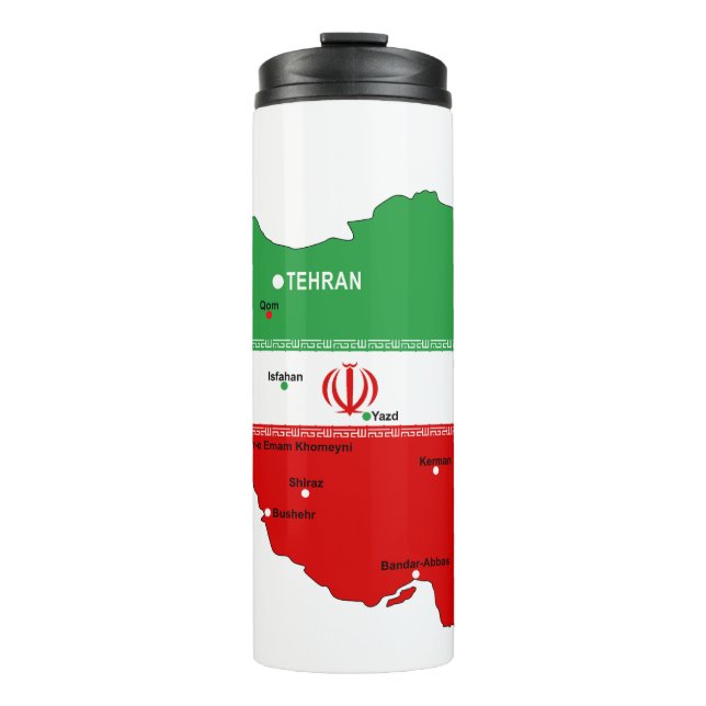 Termo Mapa de Irán con bandera y emblema (Anverso)