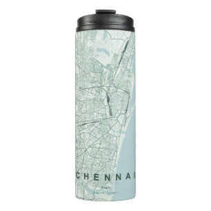 Termo Mapa de la ciudad de Chennai India Diseño Mínimo