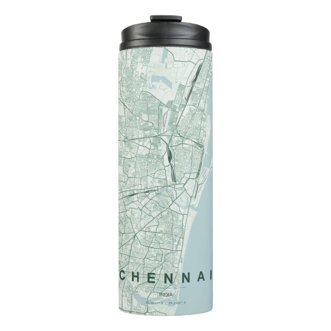 Termo Mapa de la ciudad de Chennai India Diseño Mínimo (Anverso)