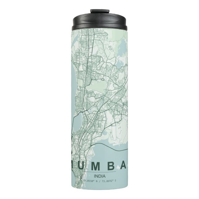 Termo Mapa de la ciudad de Mumbai India Diseño Minimalis (Anverso)