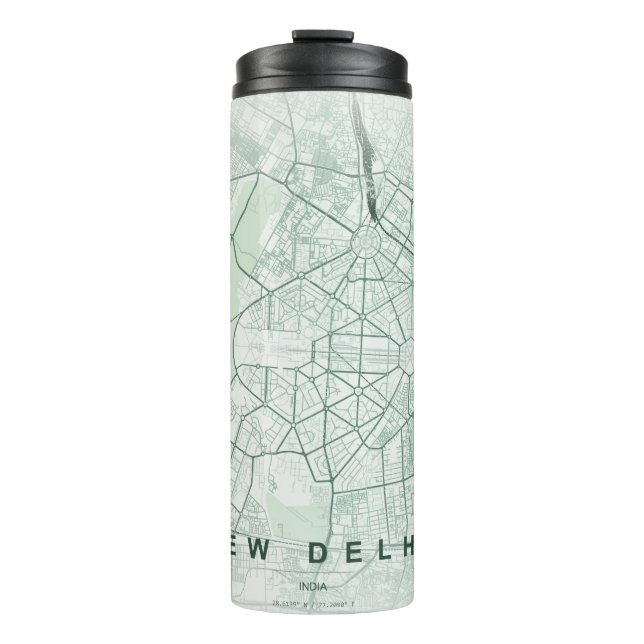 Termo Mapa de la ciudad de Nueva Delhi, India, diseño mi (Anverso)