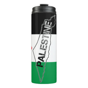 Termo Mapa de Palestina Libre con bandera palestina