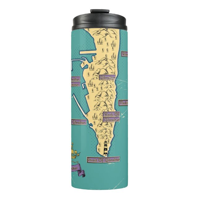 Termo Mapa de viaje ilustrado de Gibraltar (Anverso)