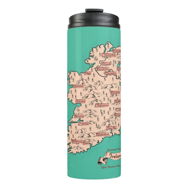 Termo Mapa ilustrado de viajes de Irlanda (Anverso)