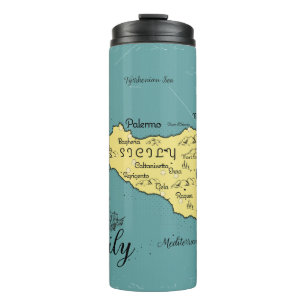 Termo Mapa náutico vintage de Sicilia