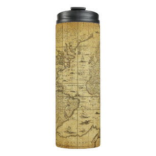 Termo mapa vintage del mundo 1635