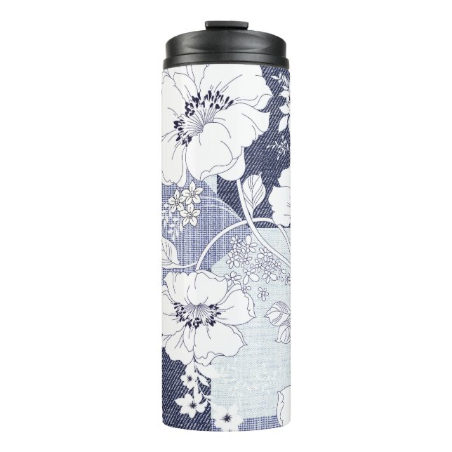 Termo Maqueta de flores denim, patrón sin fisuras. (Anverso)