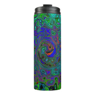 Termo Marble azul y acuamarina Resumen Swirte retro