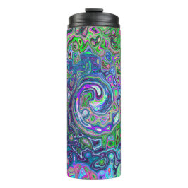 Termo Marble Lime Green y Purple Resumen Swirt Retro