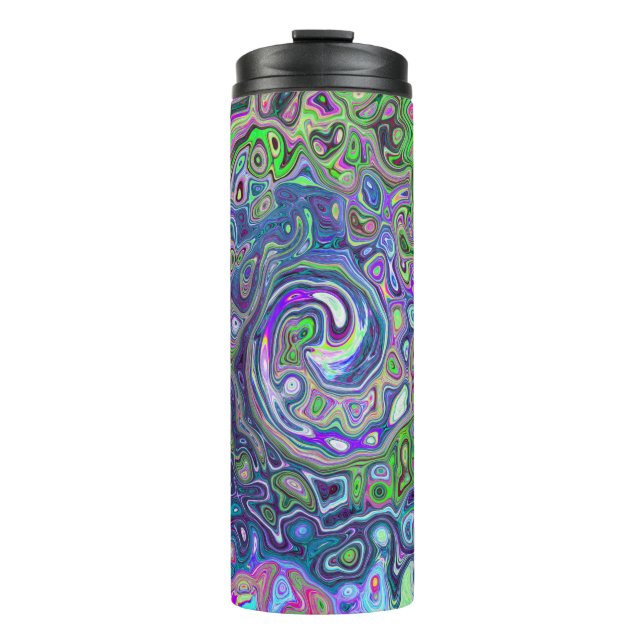 Termo Marble Lime Green y Purple Resumen Swirt Retro (Anverso)