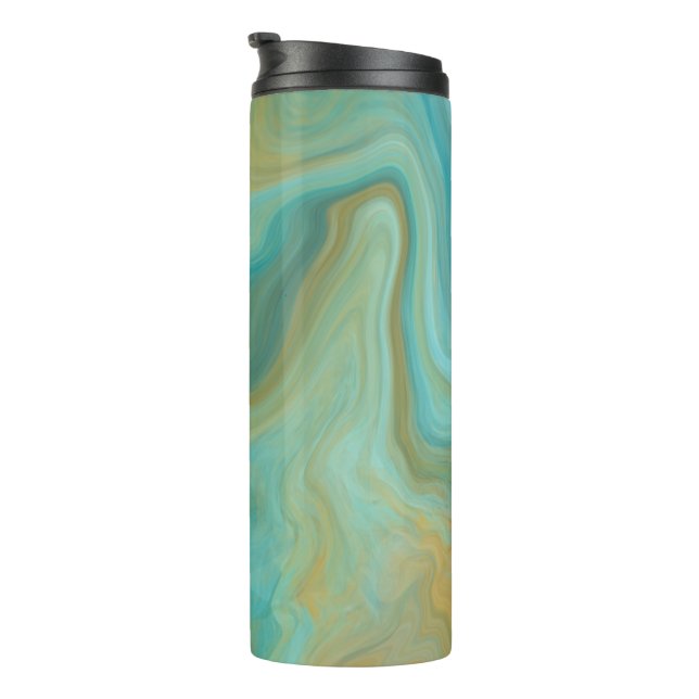 Termo Marble verde azulado y Sandy Swirls Marble Art (Rotado hacia la derecha)